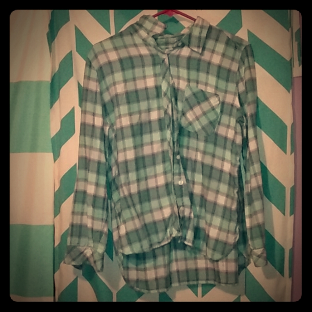 Flannel blue and white